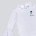 Picture of White Top With White Cuffs And Collar For Girls (With Name Embroidery)