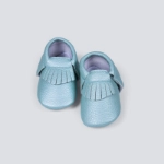 صورة حذاء جلد ناعم تركواز للأطفال (مع امكانية طباعة الاسم)