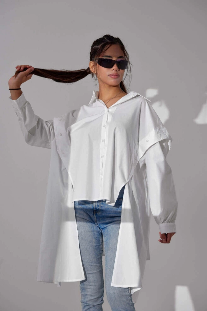 Picture of White Cut Shirt For Women