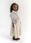 Picture of Beige Gergean Dress With Bag For Girls 2023