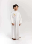 Picture of White Summer Dishdasha Al Jazeera For Kids - Flower Vase Edition (With Name Embroidery)