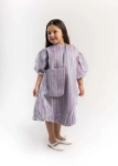 Picture of 23SS0TB497279 Dark Pink And Blue Gergean Dress For Girls