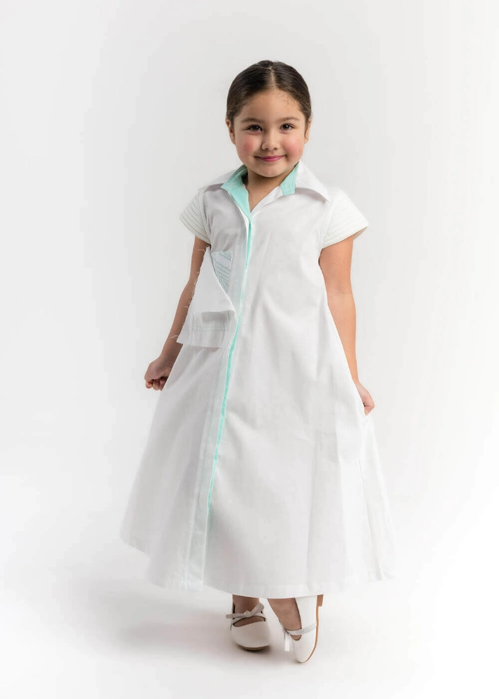 Picture of 23SS1TB497308 White And Blue Long Shirt For Girls
