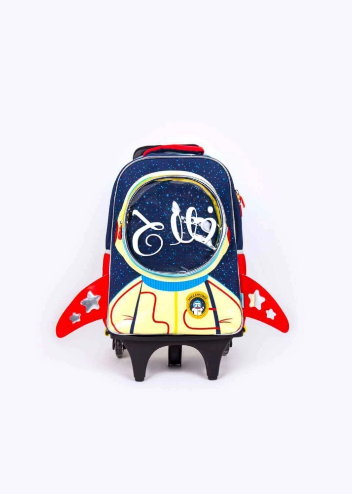 Picture of Navy Space Jet School Trolley Bag for Kids (With Name Printing Option)