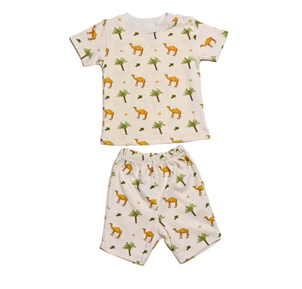 Picture of White Camel Top And Pajama - Short sleeves Set