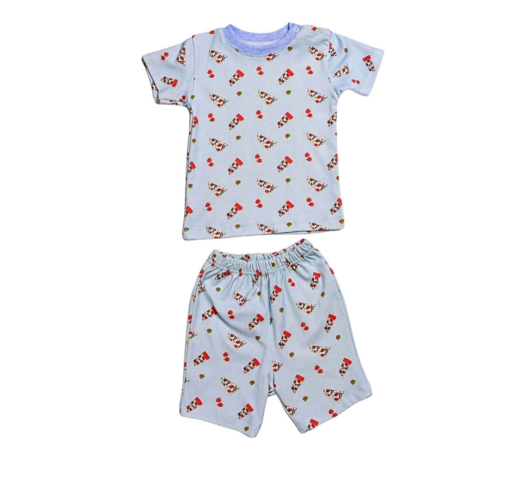 Picture of Baby Blue Lolly Raspberry Top And Pajama - Short sleeves Set