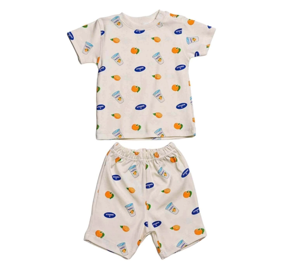 Picture of White Sunkist Top And Pajama - Short sleeves Set