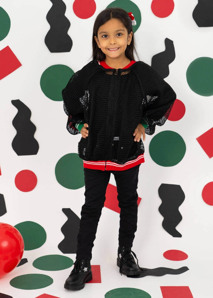 Picture of 7475 Black Jacket With Kuwait Color National Day For Kids KND-24