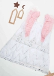 Picture of White And Pink Sequin Gergean Dress With Headband And Shoulder Bag For Newborn