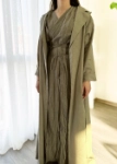 Picture of Nova Linen Wrap Dress With Jacket Khaki