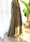 صورة Nova Linen Wrap Dress With Jacket Khaki