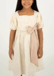 Picture of Tiya Beige Dress With Bow And Headband For Girls