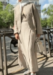 صورة Nova Beige Oversize Linen Bomber Jacket With Skirt