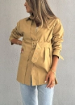 Picture of 7561 Beige Shirt With Waist Belt For Women