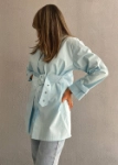 Picture of 7561 Sky Blue Shirt With Waist Belt For Women