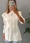 Picture of 7398 White Long Shirt For Women