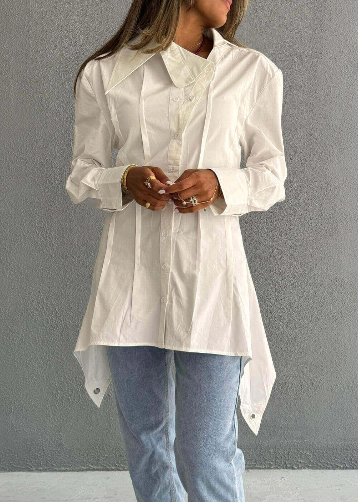 Picture of 7398 White Long Shirt For Women