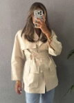 Picture of 7491 Beige Linen Blazer For Women