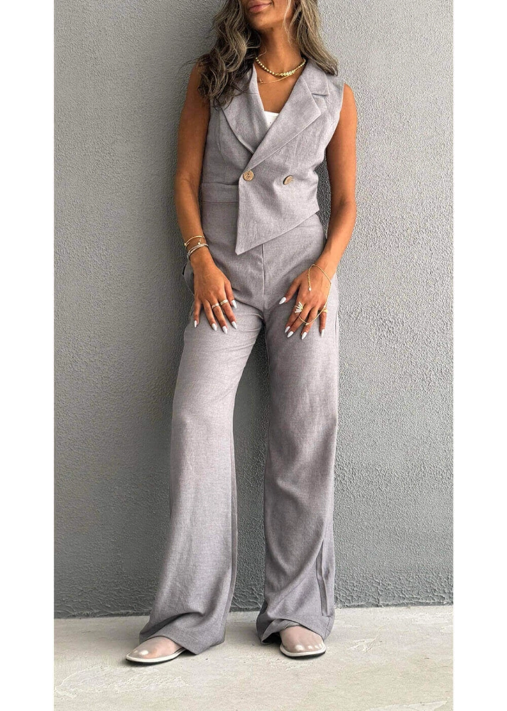 Picture of 7598 Grey Sleeveless Classic Set For Women