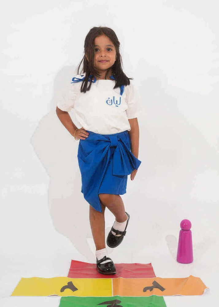 Picture of Girls Kinder Garden School Uniform G3 - White/Blue (With Name Embroidery Option)