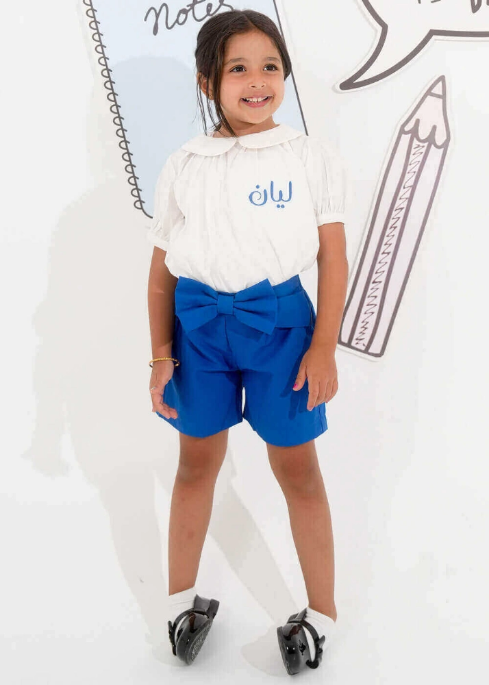 Picture of Girls Kinder Garden School Uniform G2 - White/Blue (With Name Embroidery Option)