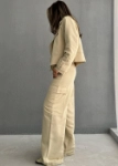 Picture of 7670 Light Beige Blazer Set For Women